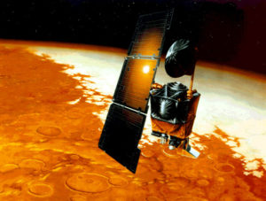 Artist's rendition of the Mars Climate Orbiter. Image courtesy NASA/JPL-Caltech.